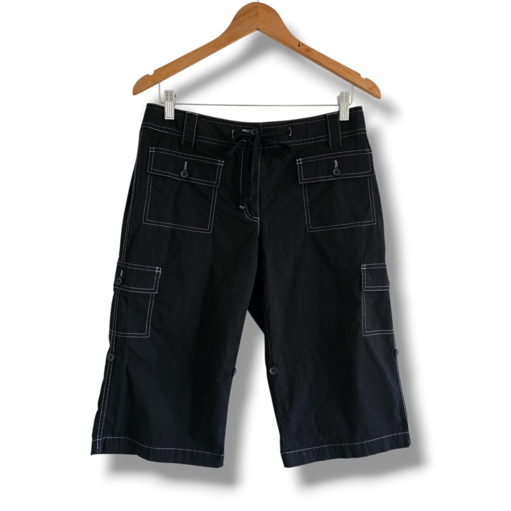Y2K Style &‎ Co Cargo Shorts 8 Womens Black Utility Convertible Gorpcore Outdoor